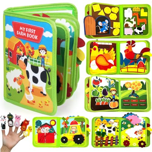 KOGMOW Busy Board Montessori Spielzeug ab 1 Jahr, Bauernhof Activity Board | Busy Book aus Filz für Kinder, Lernspielzeug für Feinmotorik, Geschenk für Mädchen Jungen ab 1 Jahre, Ideal für Reise