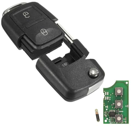 2 Tasten Fernbedienung für VW Passat Polo/Golf/Beetle 434Mhz 1J0959753AG | für Skoda Seat, ID48 Chip,Autoschlüsselanhänger