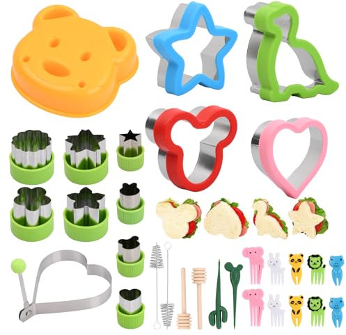 Cortadores Sandwich Infantil 30 Piezas, Cortadores de Galletas, Moldes Galletas de Acero Inoxidable, Adecuado para Moldes de Pan, Galletas, Sándwiches, Formas de Frutas y Verduras