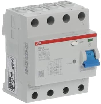 ABB F204 B-25/0.3 FI-Schutzschalter Typ B – RCD 4-polig, 25 A, 300 mA, 10 kA, 4TE, allstromsensitiv, für PV-Anlagen & Frequenzumrichter 2CSF204568R3250