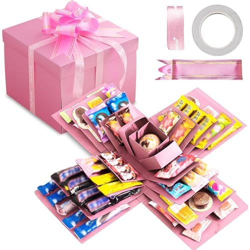 Überraschung Box,Uberraschungsbox,5-lagige Kreative Geschenkbox Explosionsbox,Geschenkbox Aufklappbar,Exploexplodierende Box Uberraschung für Valentinstagsgeschenke, Geburtstag, Hochzeitstag