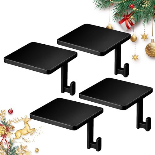Metall-Weihnachtsstrumpfhalter – Set mit 4 robusten Weihnachtsstrumpf-Haken, Weihnachtsdekoration für Kamin, Kaminsims, Tische, Fenster und Thekendekoration (schwarz)