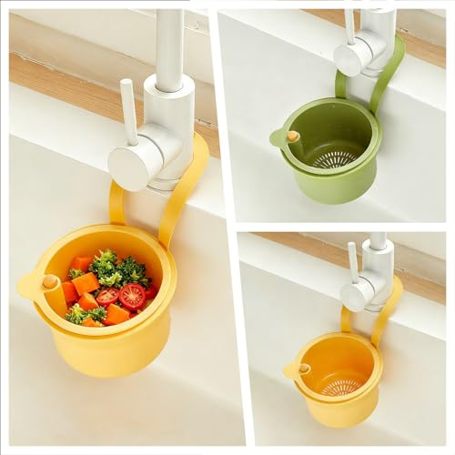 Hanging Kitchen Sink Strainer Basket, Silicone Multi-Functional Sink Filter with Push Button Removable,Keeps Your Hands Clean,2 Pack