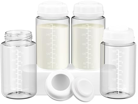 Lot de 4 bouteilles de stockage de lait maternel à large goulot de 283,5 g pour refroidisseur de lait Momcozy de 650 ml et autres glacières de 650 ml, récipients de stockage à pompage compatibles avec