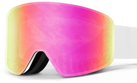 Jinfanshurich Anti Beschlag Skibrille, Skibrille für Brillenträger, UV400 Schutz, HD Polarisierte Doppellinse, Rutschfestes & Verstellbares Band, Helmkompatible Schneebrille für Damen & Herren