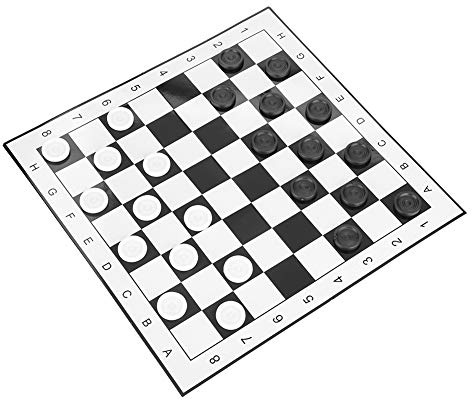 Aumotop Tragbares Internationales Checkers-Klappset aus Kunststoff für Lustiges Familienspiel Im Freien, Weiß und Schwarz, 33 X 33 cm