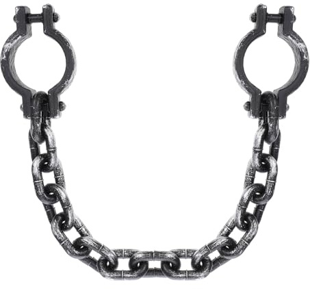 FRCOLOR Wrist Shackles Prison Chain Links 35.03In Total Length with 1.06In Diameter Black Halloween Cosplay Costume Props Lightweight Durable for Party Decoration