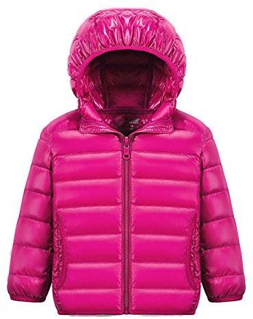 Chic-Chic - Giacca leggera per bambini, ragazzo, piumino con cappuccio, a maniche lunghe, per sport, bambino, sci, abbigliamento, Rosa, 9-10 Anni