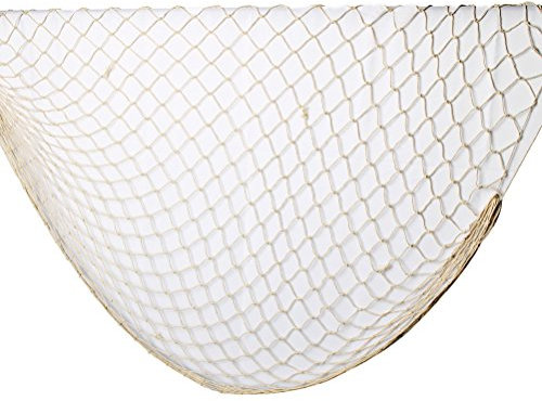Fish Netting Decoration, 6.56ft x 3.28ft Nautical Fishing Net Wall Hanging Decoration Fishing Net Mediterranean Style Photo Display Netting for Party Wall Hanging Decoration (Beige)