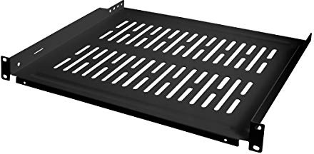 LogiLink SF1C45B - 19 Einschubfach (1 HE) für Stand-, Serverschränke mit Mind. 450mm Tiefe, max. 10kg Tragkraft, Schwarz