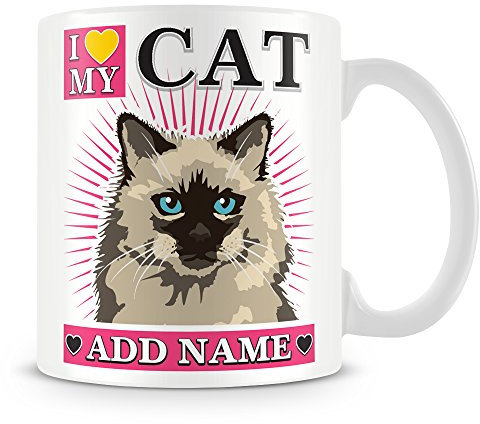 I Love My Cat Personalised Mug with Name - Cat Mug - Pink