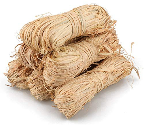 KINGLAKE 300g Natural Raffia Bundles, Garden Raffia String for Gift Wrapping, Crafts, Florist Bouquets, Decoration, Gardening, Weaving, 6 Pack x 50g