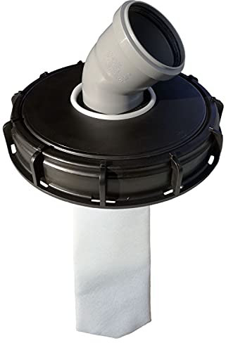 IBC Deckelfilter Regenwasserfilter Deckel DN 225 HT DN 75 Filz, HT DN 75:Bogen DN 75 45°