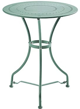 BUTLERS Gartentisch rund Ø 58 cm -Century- Balkontisch aus Eisen Salbei lackiert für 2 Personen | Indoor Outdoor Wetterfest Möbel für Balkon, Terrasse, Garten