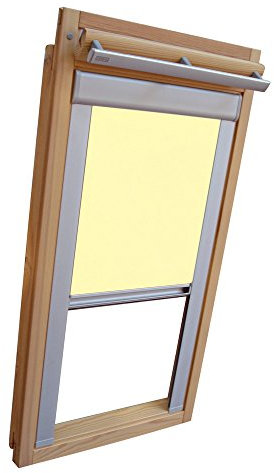 Verdunkelungsrollo THERMO Alu-Rückseite für VELUX Dachfenster TYP GGL/GPL - 308 oder M08 - Farbe Hellgelb - mit Aluminium Seitenschienen - KLICK Montage