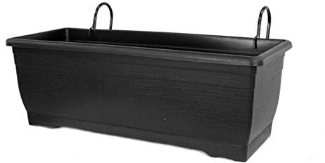 DARO DEKO Kunststoff Blumen-Kasten anthrazit 45cm mit Halterung 1 Stück