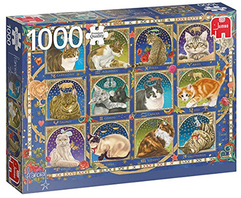 Jumbo Spiele - Horoskop-Katzen-1000 Teile Cat (Tier) Puzzle-Spiel, 18853, Mehrfarbig