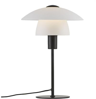 Tischleuchte VERONA, E27, IP20, schwarz, Glas opal weiß