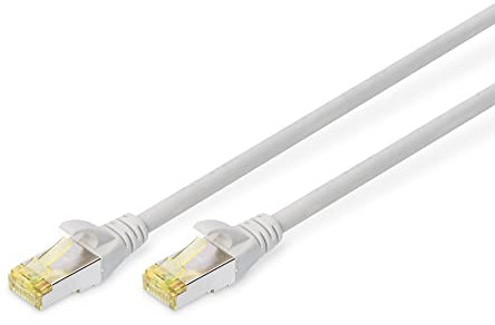 DIGITUS Cable LAN Cat 6A - 2,5m - Cable de red RJ45 - S/FTP Blindado - Compatible con Cat-6 y Cat-7 - Gris