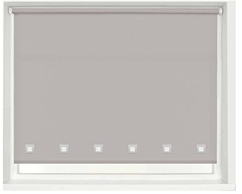 100% Polyester Square Eyelet Trimmable Daylight Roller Blinds (60cm Wide x 165cm Drop, Light Grey)