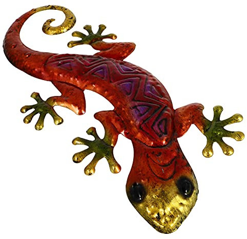Yardwe Bunte Gecko Wanddekoration Aus Eisen 22X13.5 Cm Kreativer Metall Gecko Anhänger Für Zuhause Garten Und Büro Platzsparende Wandkunst Für Schlafzimmer Und Bad