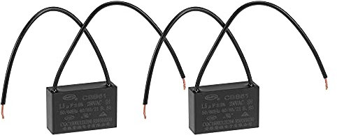 sourcing map Deckenventilator-Kondensator CBB61 1.5uF 250V AC 2 Drähte metallisierter Polypropylen-Film-Kondensator 37x24x13mm für Elektro-Lüfter-Pumpen-Motor-Generator 2 Stück