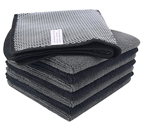 VIVOTE Microfaser Spültücher Spüllappen waschbar Geschirrtücher Mit Poly-Mesh-Scheuerseite Abwaschtücher Küche Haushaltstücher Lappen Küche,8Pack,30cmx30cm(grey4black4)