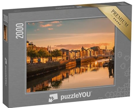 puzzleYOU: Puzzle 2000 Teile „Schöne goldene Stunde: Blick über Dublin, Irland“ – aus der Puzzle-Kollektion Dublin