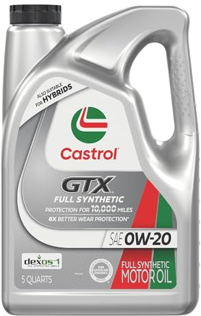 Castrol GTX Full Synthetic 0W-20 Motor Oil, 5 Quarts