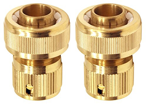 Tesmotor Lot de 2 raccords rapides en laiton pour tuyau de jardin de 3/4 - Raccord de tuyau d'arrosage en laiton pour connecter des tuyaux, des outils de jardin