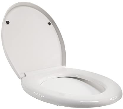 Premium Toilettendeckel mit Absenkautomatik Abnehmbar (Weiß) WC Sitz mit Absenkautomatik, Klodeckel mit Absenkautomatik, Klobrille, Toilettensitz, WC Deckel, Toilettenbrille Klobrille, O-Form