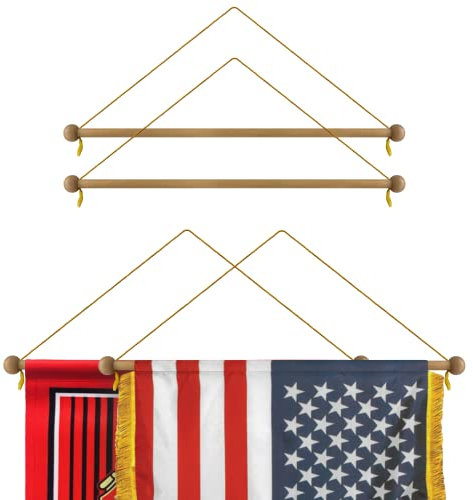 ILOT 88,9 cm große Holz-Bannerstange – stabiler Wandflaggenaufhänger – geeignet für Haussport-Dynastie-Firmenflaggen bis zu 76,2 cm Breite und Hülse über 2,5 cm (2 Stück)