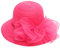 Generic Damen Sonnenhut Mesh Blumen Hut Sommer Hut Faltbarer Elegante Blumen Anti-Uv Sonnenhüte Breite Krempe Strandhut Damenhut für Hochzeit Tea Kirche Party, Einheitsgröße, Hot Pink