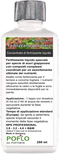 POFLO Fertilizzante per acero Fertilizzante liquido per acero giapponese acero rosso acer palmatum Fertilizzante completo HIGHTECH NPK (250 ml)