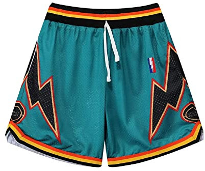 BOOMLEMON Herren Basketball-Shorts Training Workout Athletic Shorts Mesh Print Running Short Pants, Dunkelgrün, X-Klein