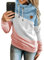 Dokotoo Damen Kapuzenpullover Farbblock Hoodie Pullover Stehkragen Langarm Sweatshirt Oberteile Pulli für Herbst Winter, himmelblau, L