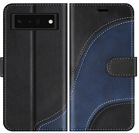BoxTii Cover per Google Pixel 6, Custodia in PU Pelle Portafoglio per Google Pixel 6, Magnetica Cover a Libro con Slot per Schede, Nero