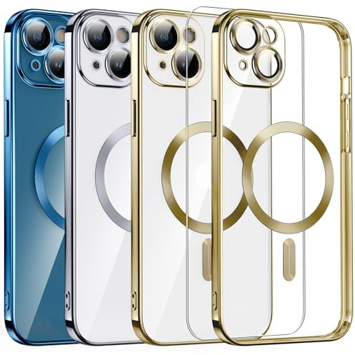 DOSNTO Clear Magnetisch für iPhone 13 Hülle mit MagSafe [Original iPhone Äußere] [Kameraschutz Eingebaut] Durchsichtig Silikon Case Ultra Dünn [Niemals Gelb] Handyhülle Anti Fingerabdruck Kratzfeste