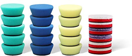 SPTA Mini Polierschwamm Sets, 21tlg 50mm Polierschwämme und Wolle Polierpads Set, Detail Polieren Pad, Polierschaum Pad für Mini exzentrische Poliermaschine, schleifmaschine