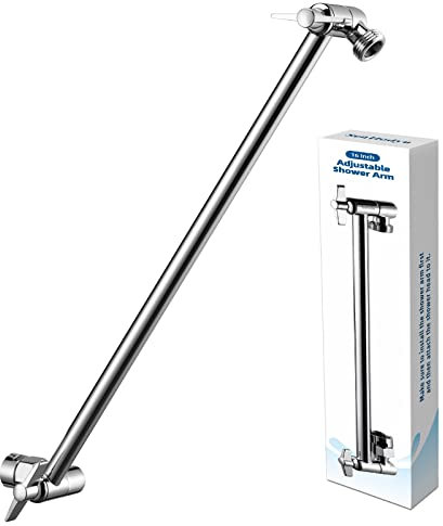 Adjustable Shower Head Extension Arm by SenHodyu - 16 Solid Brass Shower Arm Extension with Lock Joints, Universal Connection to Rain Shower Heads, Easy to Install (Luxury Polished Chrome)