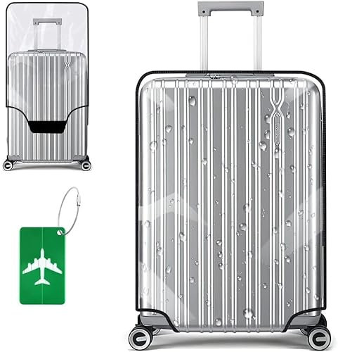 flintronic PVC Koffer Abdeckungen, 24 Zoll Reisekoffer-Schutzhülle Gepäck Cover, Transparente Kofferschutzhülle, Wasserdicht Gepäckabdeckung, Staubdichte Kratzfeste Schutzhülle