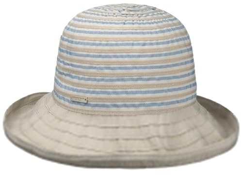 Seeberger Alena Stoffhut Sommerhut Damenhut Gartenhut Sonnenhut Glockenhut (One Size - hellblau)