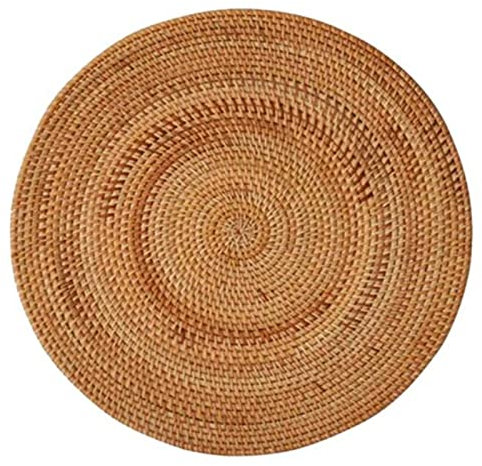 Trjgtas Tovagliette Intrecciate nel Rattan, Sottopiatti, Tovagliette Antiscivolo Resistenti al, Tovagliette nel Vimini, Sottopentole per Piatti Caldi Rotondi, 40 Cm