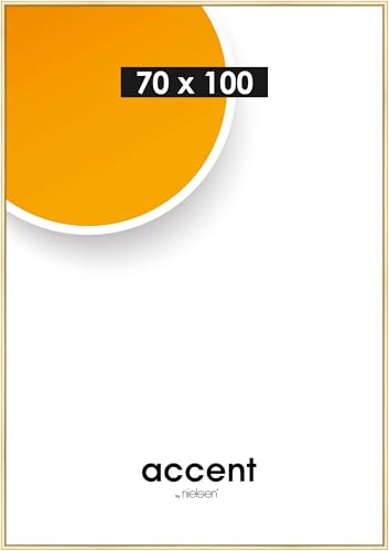 accent by nielsen Kunststoff Bilderrahmen Colorado Uni, 70 x 100 cm, Gold | Kunststoff Posterrahmen im Hoch- & Querformat zum Aufhängen Gold matt Echtglas