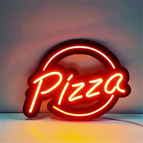 PEPDRO Pizza Neon Sign LED Modélisation Lumière Lettres Lumineuses Enseigne Panneau Acrylique Néon Lumière Décorative, 45X32cm