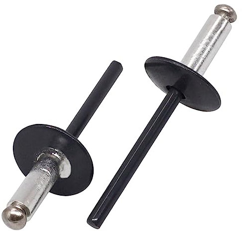 SKIR'CO (100 Stück) Großflansch Alu Blindnieten 4,8 x 16 mm, Edelstahldorn, RAL 7016 Anthrazitgrau