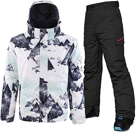 ALSOGO Herren Skianzug Winter Wasserdichte Winddichte Skifahren Outdoor Schneejacken und Hosen Snowboardjacken SF-Black XL