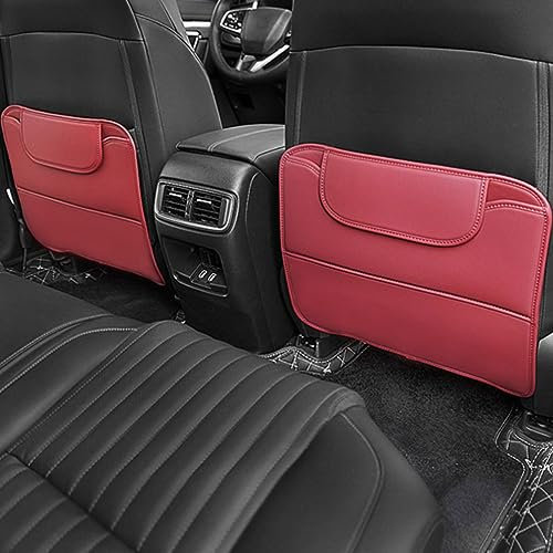 2 Stück Autositz Schutz Rückseite Kinder für Porsche Cayenne/Cayenne Coupe/Macan/Panamera/Taycan, Rückenlehnenschutz und Organizer, Wasserdicht und Pflegeleicht,- Red