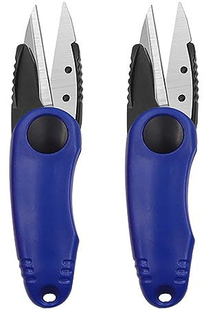 Lot de 2 pinces à fil de pêche pliables en acier inoxydable, coupe ligne de pêche en forme de crevette, ciseaux pliants, ciseaux pliants, outils de pêche en forme de crevettes (bleu)