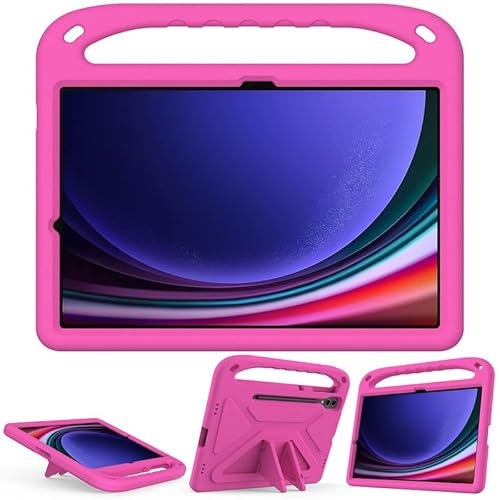 Kids Case For Samsung Galaxy Tab S7 Plus 12.4-Inch 2020 (SM-T970/T976B/T975), EVA Foam Lightweight Shockproof Duarable, Tablet Cover with Handle Stand Case For Children Firendly, Pink